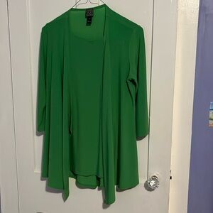 Ciara sun woo two piece green tank and cardigan jacket set